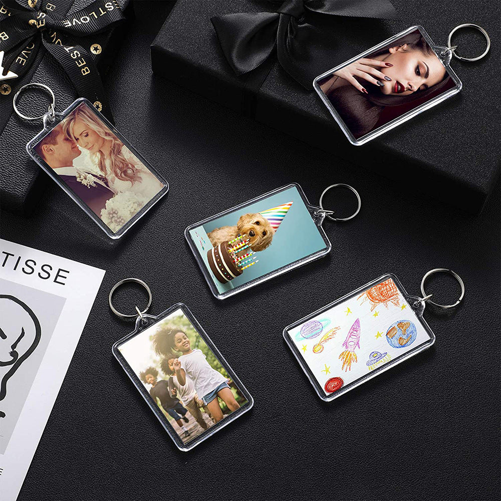 20pcs Blank Photo Frame Keychains Set Acrylic Clear Double-Sided Photo