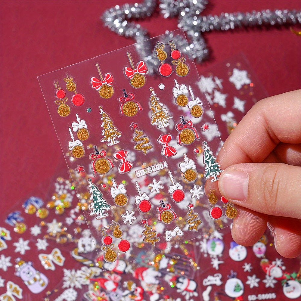 Christmas 5D Embossed Nail Art Stickers