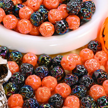 100pcs 15mm 3D Woven Yarn Balls Pumpkin Acrylic Beads