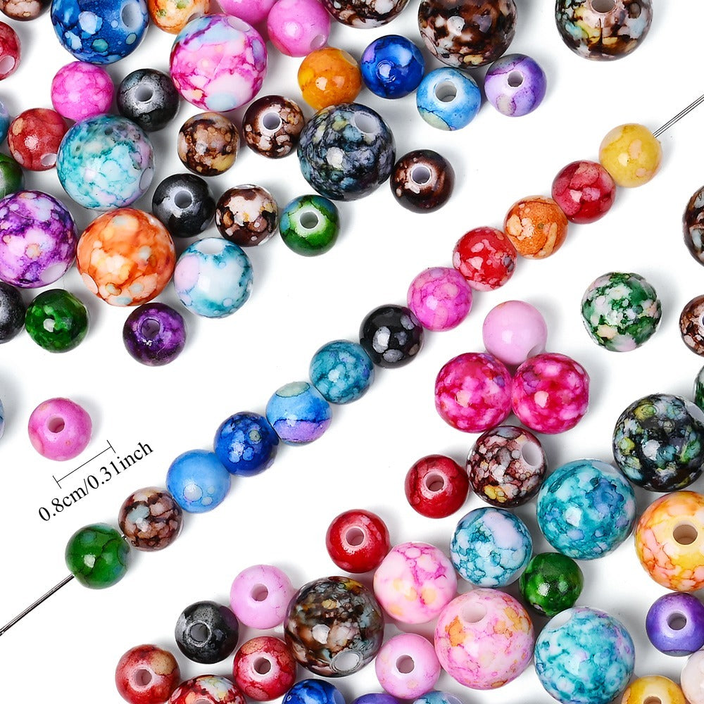 100pcs 8mm Cracked Acrylic Loose Spacer Beads