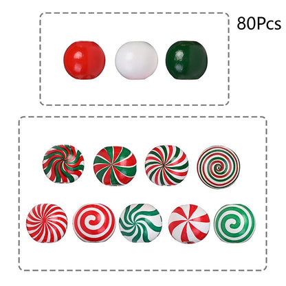 80/110-Piece Christmas Stripe Wooden Bead Set