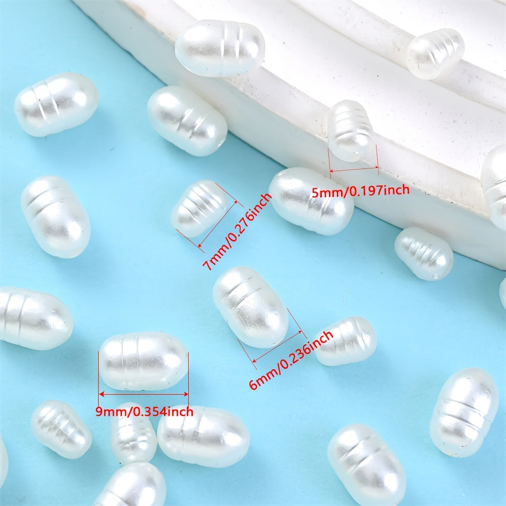 100/200PCS White Oval Acrylic Spacer Bead Set