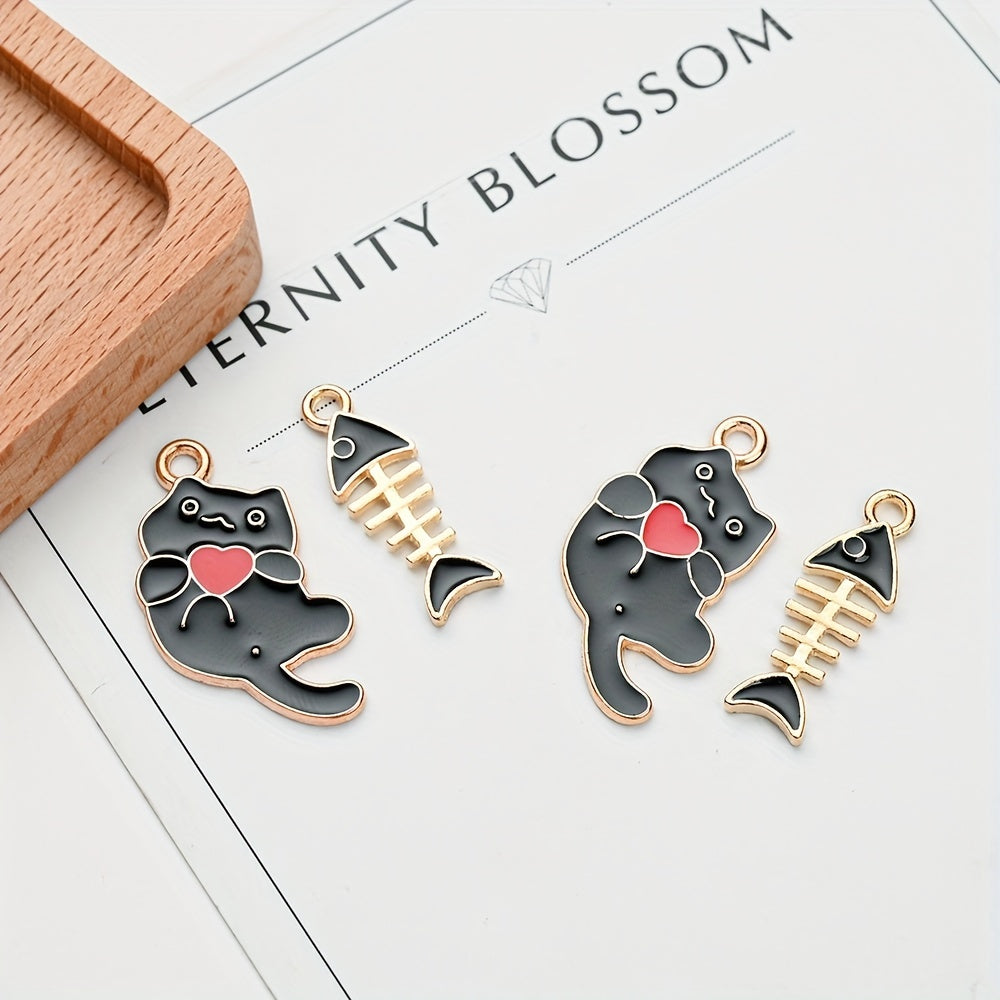 Rainbow Enamel Catfish Love Pendants