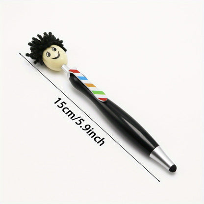 8-Piece 2-in-1 Plush Doll Smile Face Rainbow Ballpoint Pens