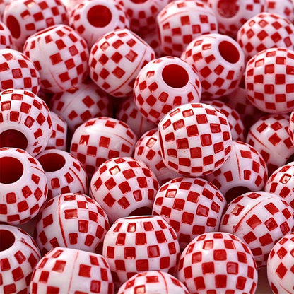 10PCS 14mm Multicolor Checkerboard Acrylic Bead Set
