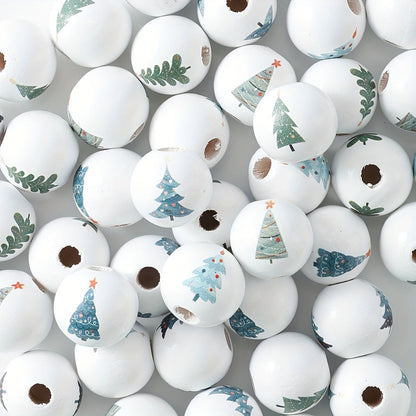 Christmas Wooden Tree Pattern Beads