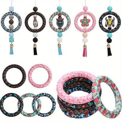 65mm Silicone Colorful Pattern O-Ring FrameBead Loops - DIY Jewelry
