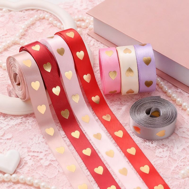 1 Roll 5 Yards Peach Heart Hot Stamping Ribbon