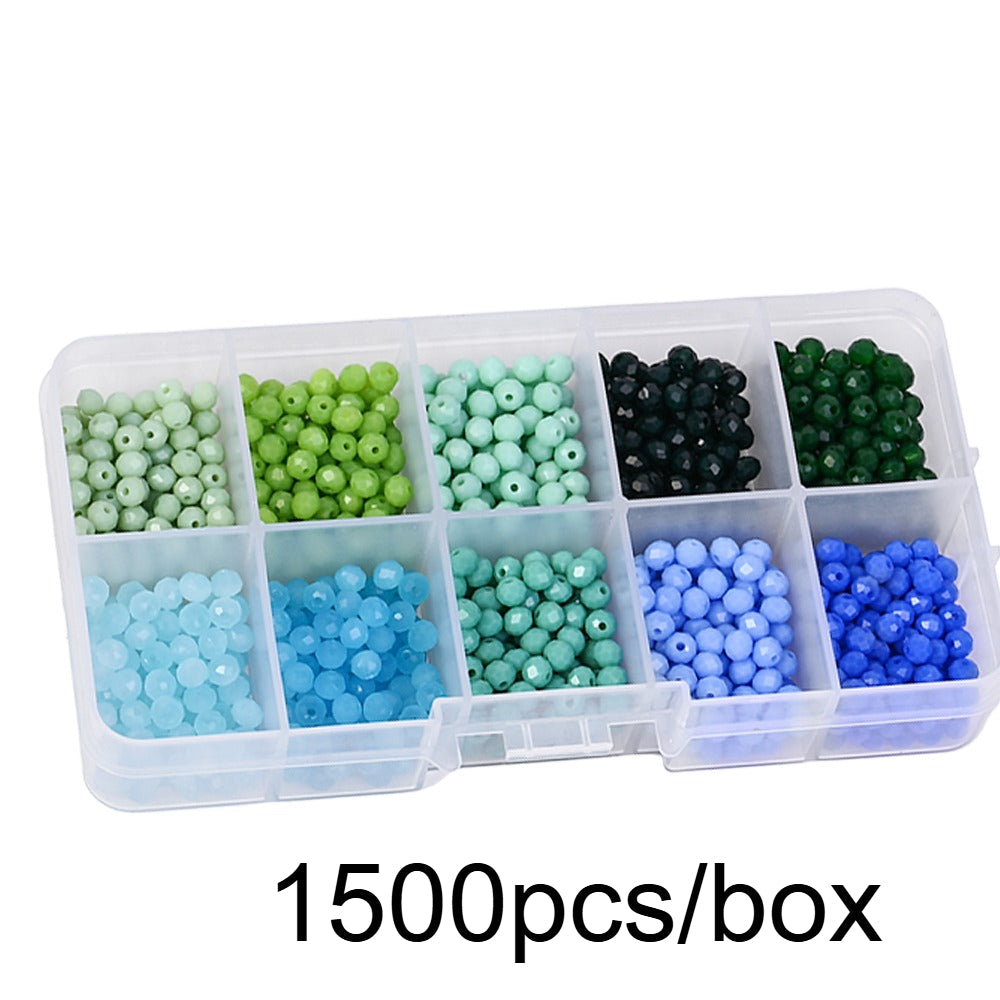 1500pcs/box Jewelry Beads Kit 4mm Mini Jewelry Faceted Beads Set