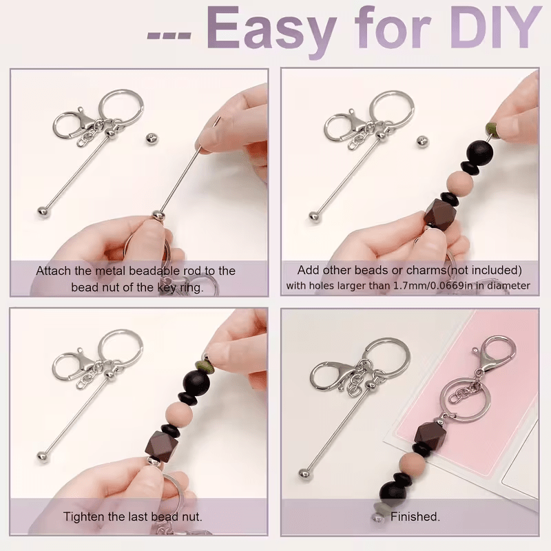 Silver Beaded Keychain Making Kit