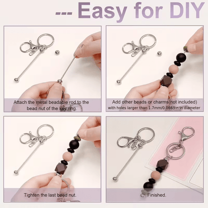 Silver Beaded Keychain Making Kit