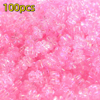 100pcs 4x7mm AB Color Flower Acrylic Beads