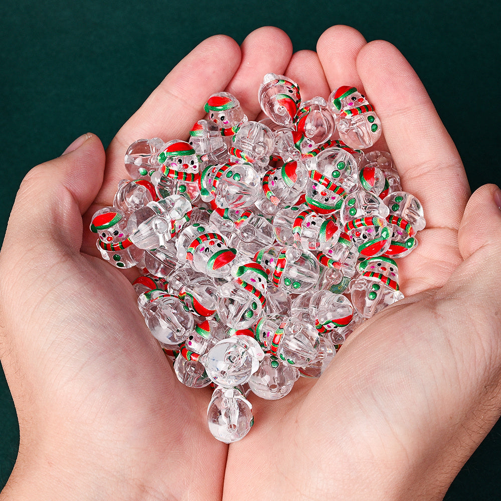 Clear Acrylic Christmas Snowman Beads