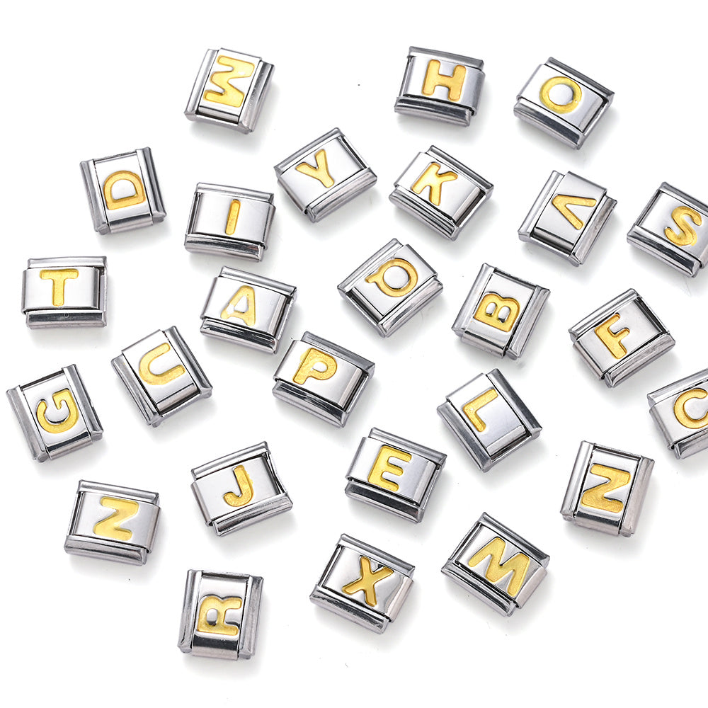 A-Z English Letter Stainless Steel Italian Charm Links