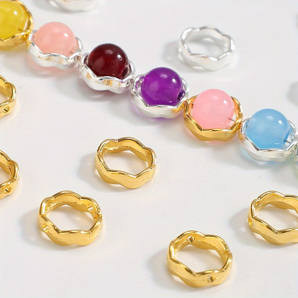 Golden & Silvery Flower Frame Beads