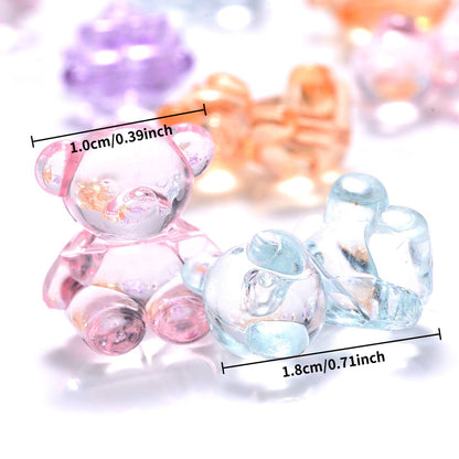 10/20pcs 10x18mm Acrylic Clear Small Bear Shaped Beads