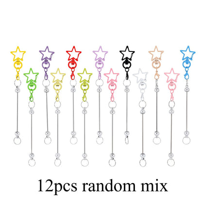 12PCS Star Lobster Clasp Beaded Keychain Set