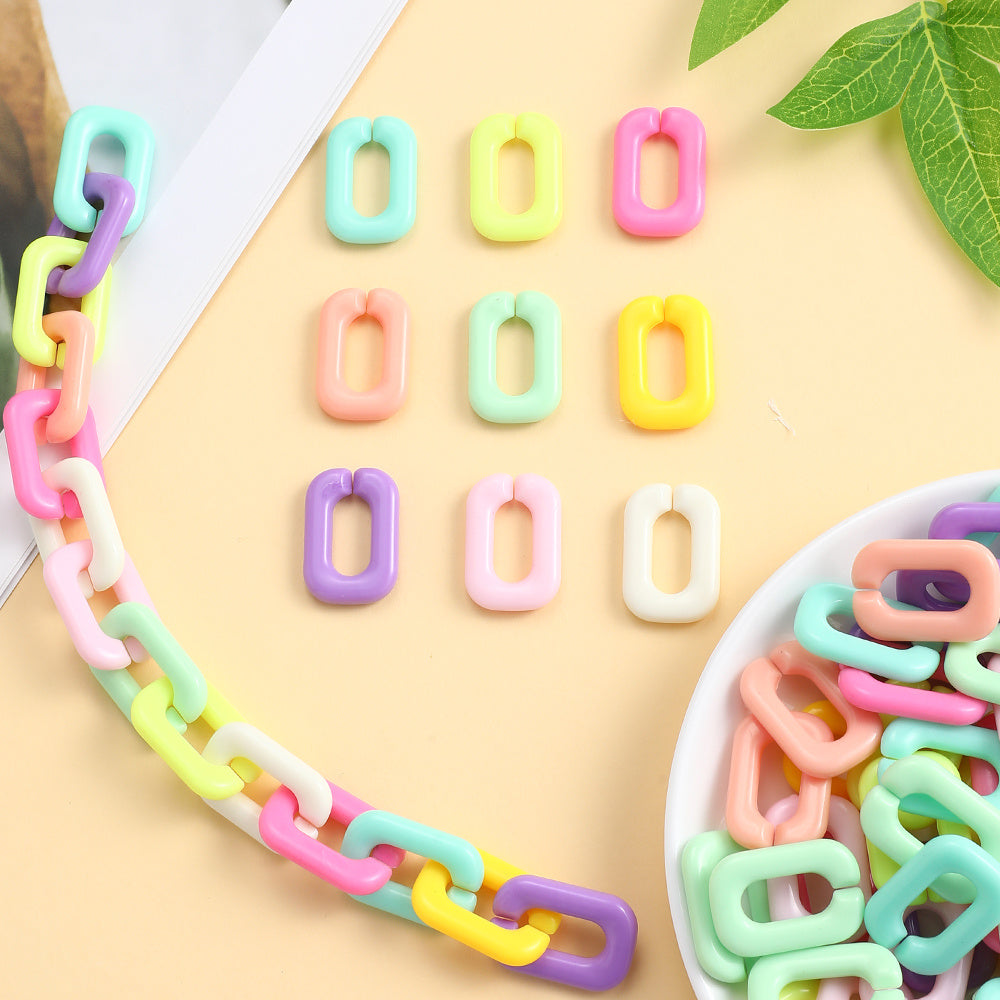 Candy Color Rectangle Acrylic Open Ring Links