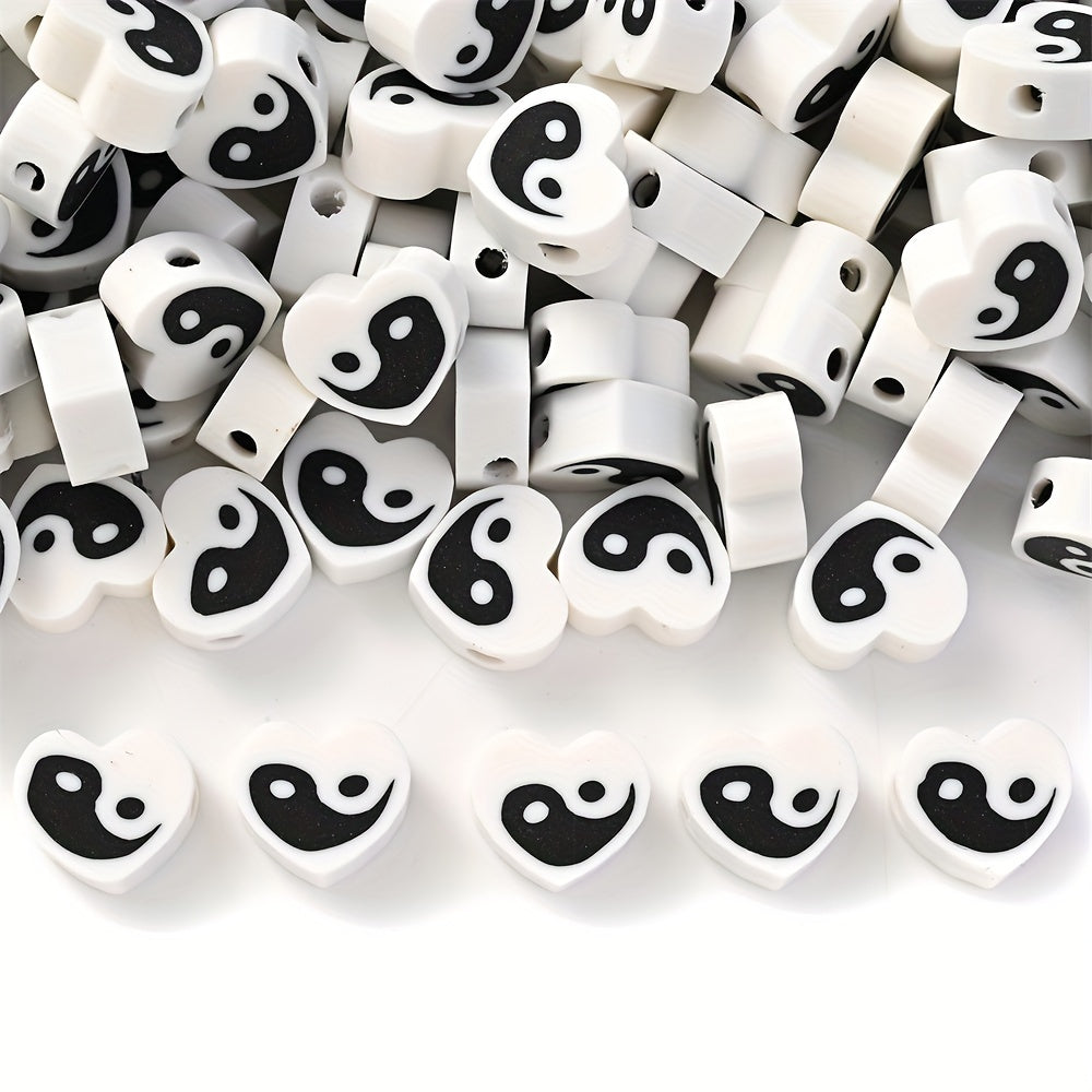 Black and White Tai Chi Polymer Clay Beads