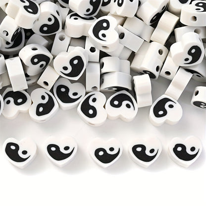 Black and White Tai Chi Polymer Clay Beads