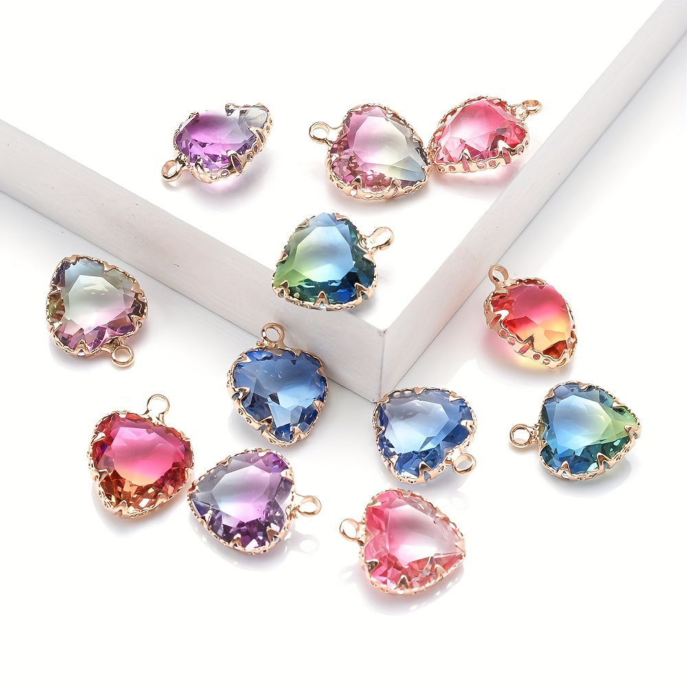 Colored Heart Faux Crystal Charm Beads