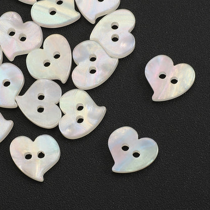 20PCS White Heart Resin Double-Hole Buttons