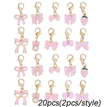 Pink Bow Enamel Pendant Charms