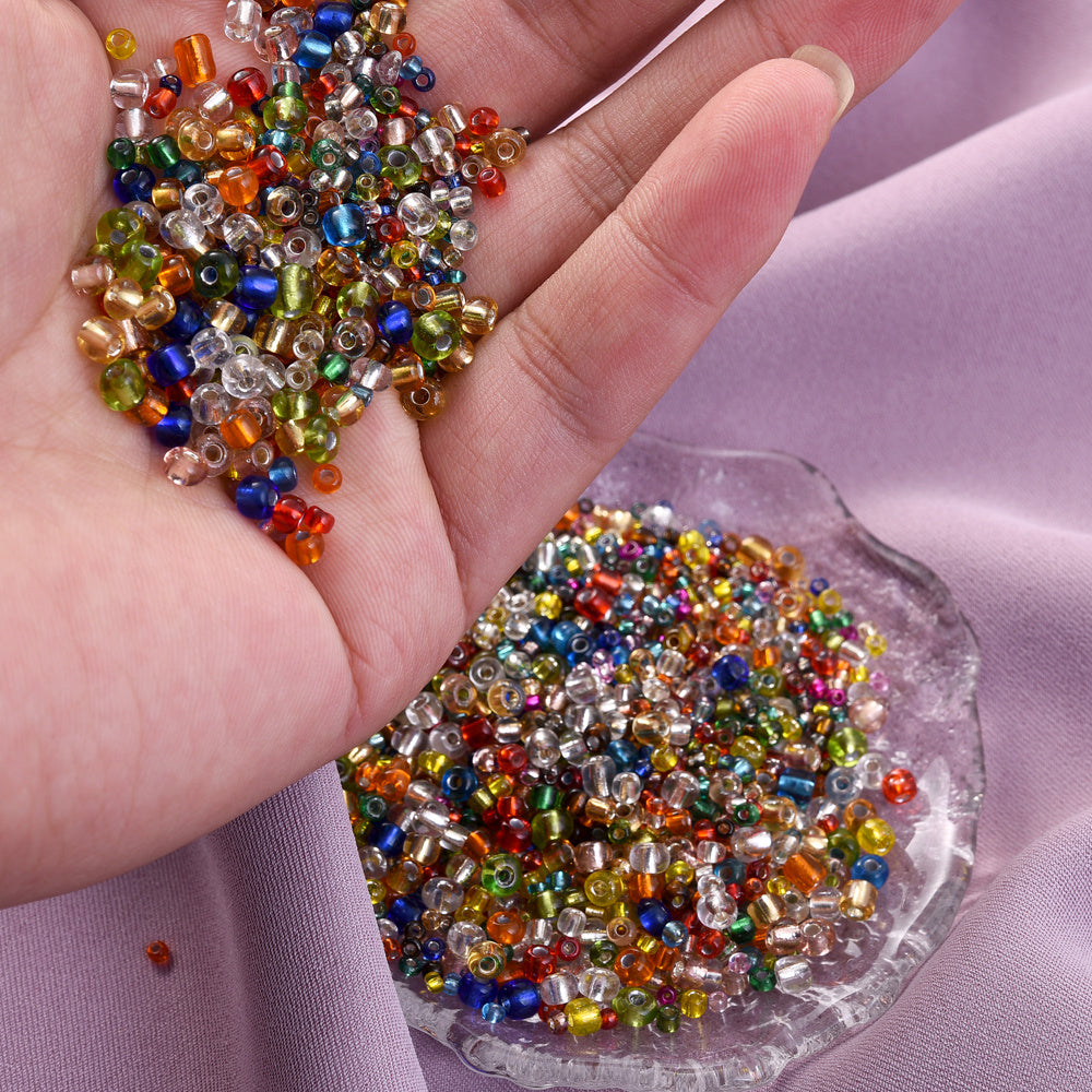2500/5000/10000PCS 2/3/4mm Silver-Lined Glass Seed Beads