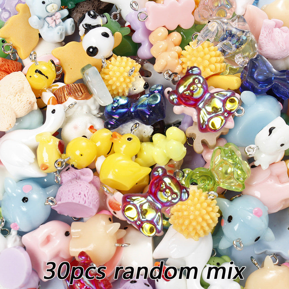 30-Piece Mixed Animal Resin Charms