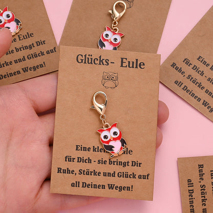 Red Enamel Owl Keychains