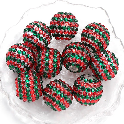 Red and Green Striped Resin Beads