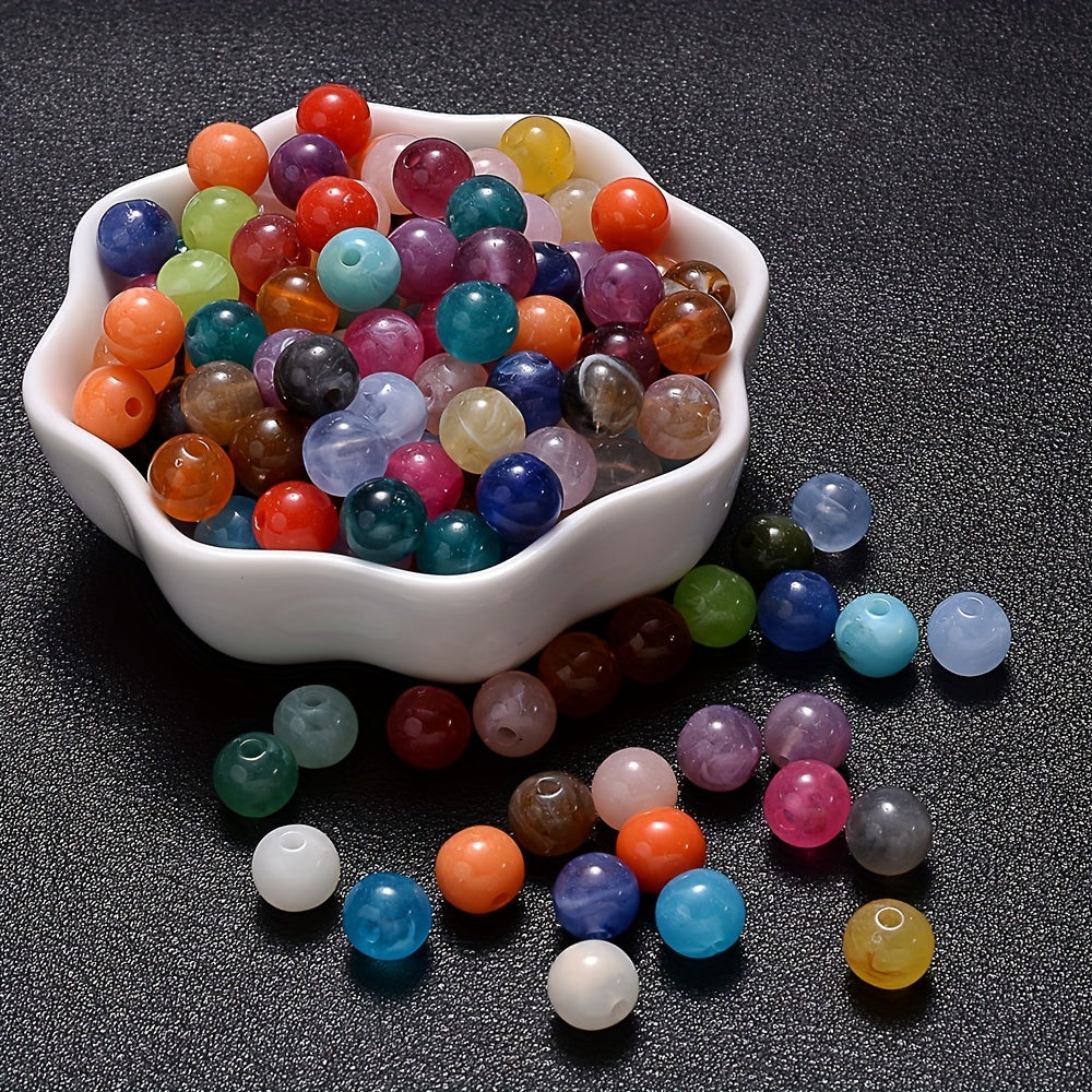 100PCS 8mm Multicolor Gradient Acrylic Spacer Bead Set