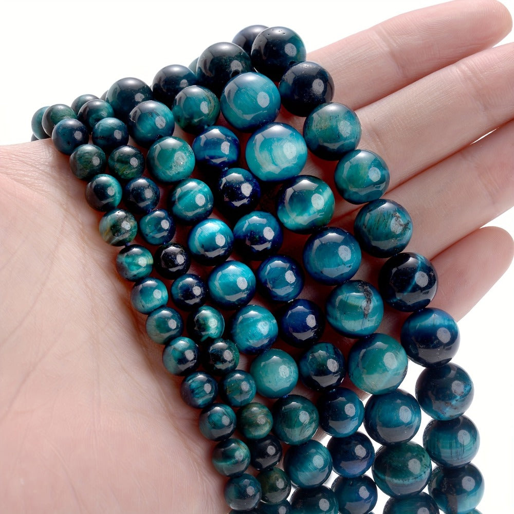 Lake Blue Natural Tiger Eye Stone Beads