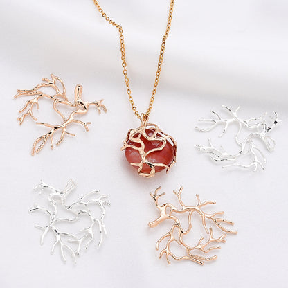 10PCS Gold & Silver Tree Branch Bead Cap Pendant Set
