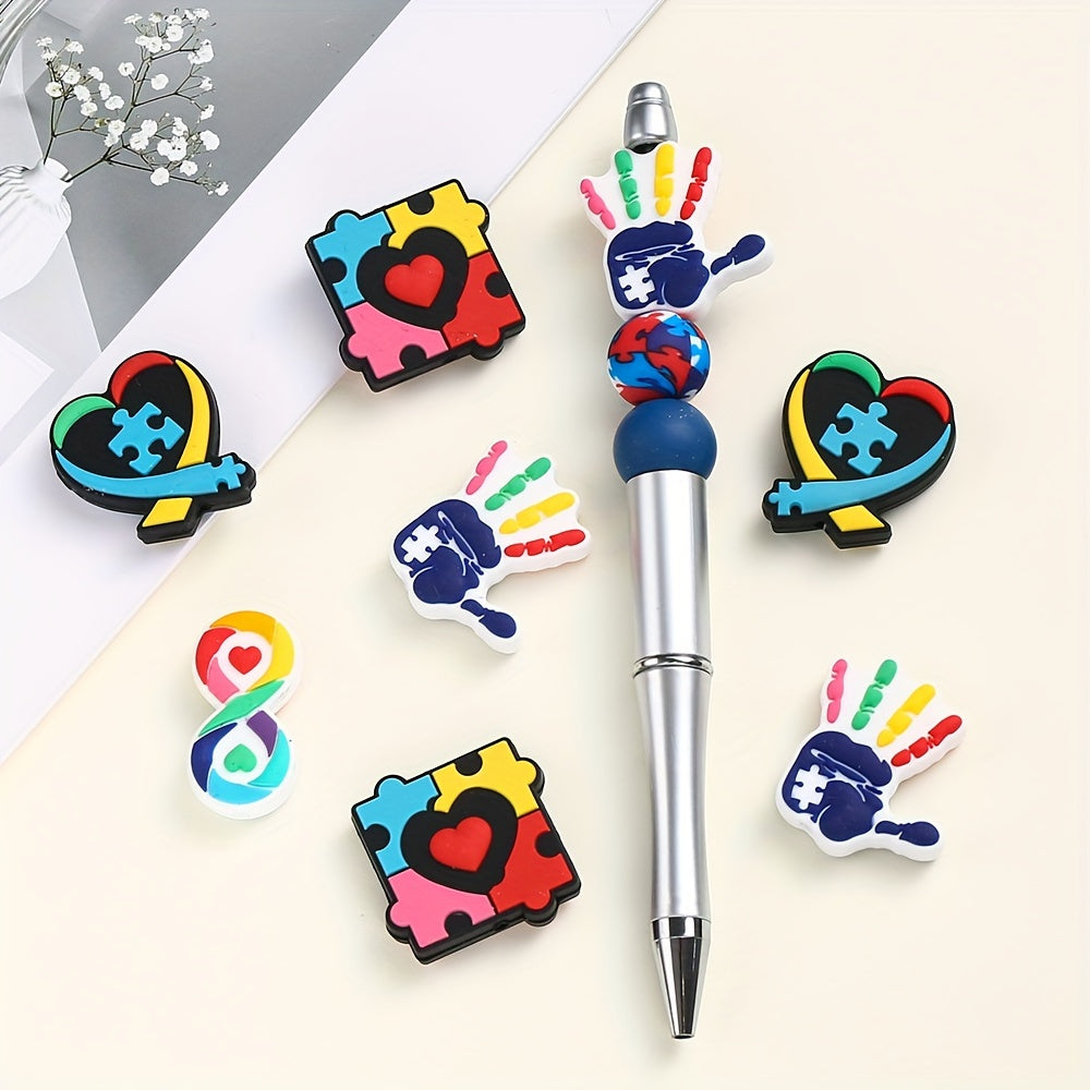 4PCS Puzzle Theme Silicone Bead Set