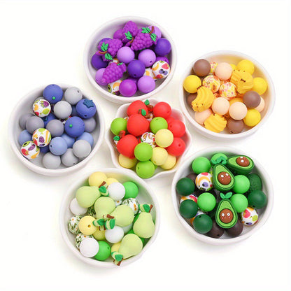 25PCS Fruit Collection Silicone Bead Set