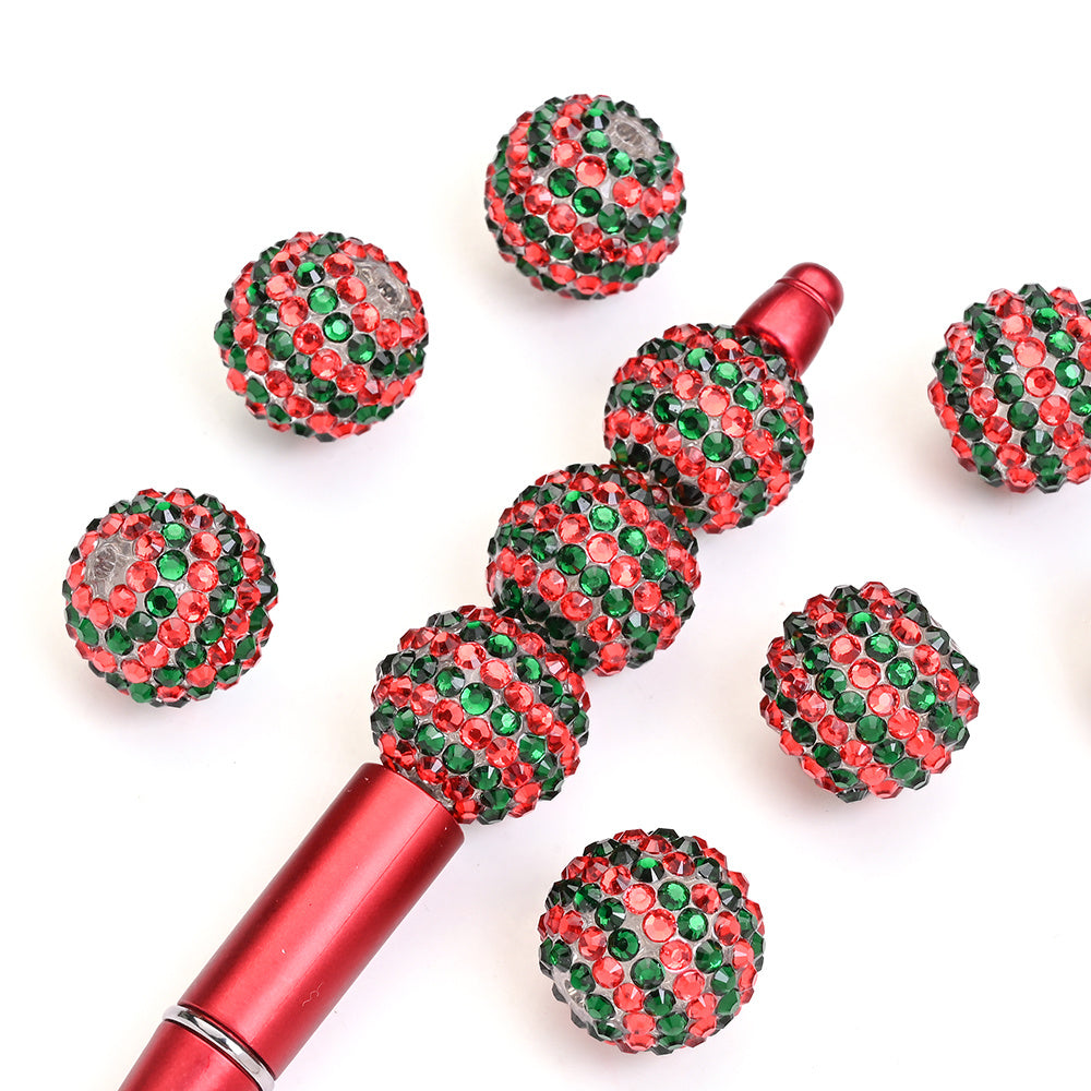 Red and Green Striped Resin Beads