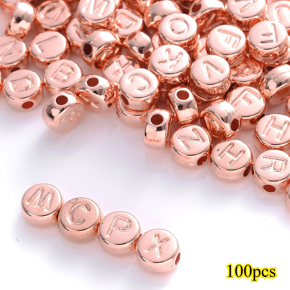 100pcs Silvery Golden Mixed Color Letter Acrylic Beads