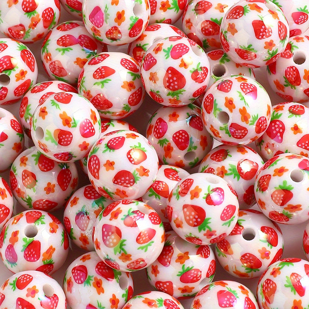 Glossy Strawberry Resin Beads