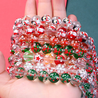 15PCS 12mm Christmas Lampwork-Style Glass Bead Set
