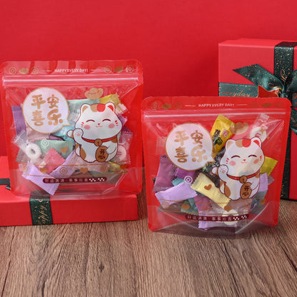 10-Piece Happy Lucky Cat Plastic Gift Bags