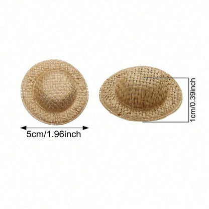 30-Piece Miniature Bohemian Straw Doll Hats