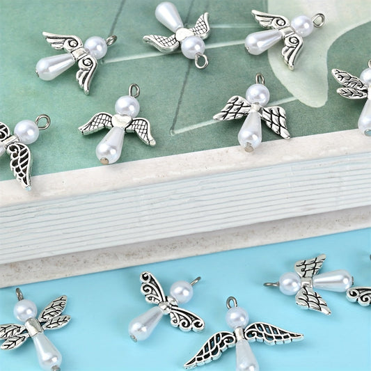 12PCS Vintage Alloy Feather & Angel Wing Spacer Bead Set