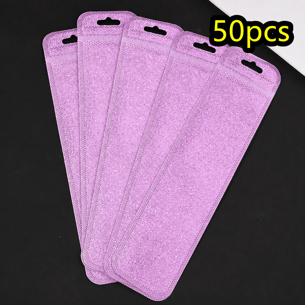 50-Piece 2.16x8.66 in Glitter Holographic Resealable Bags
