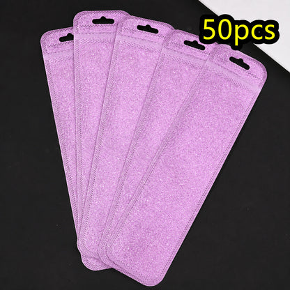 50-Piece 2.16x8.66 in Glitter Holographic Resealable Bags