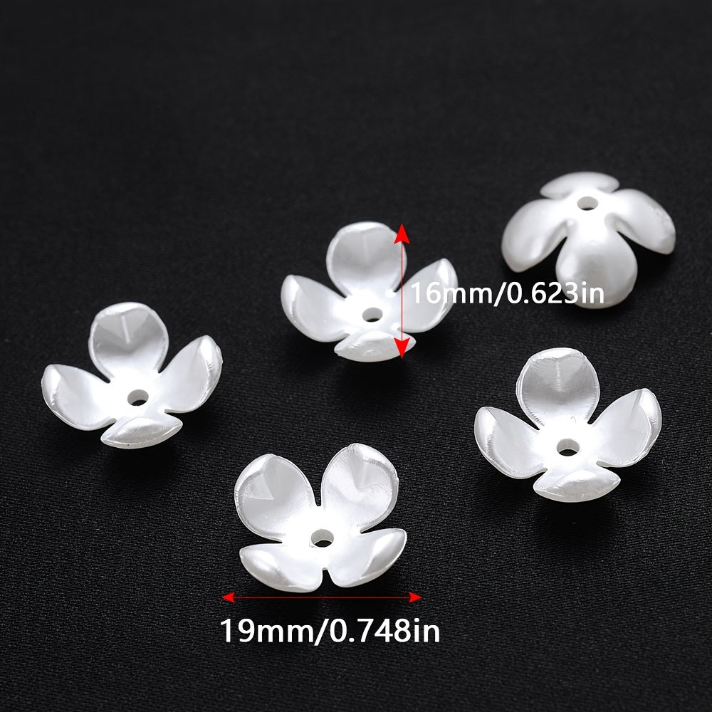 100PCS White Flower-Shaped Acrylic Bead Set