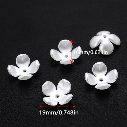 100PCS White Flower-Shaped Acrylic Bead Set