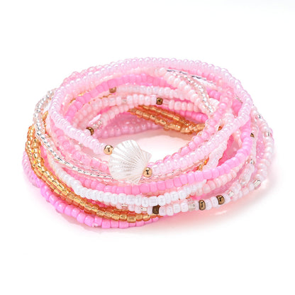 Pink Rice Beaded Bracelet Set