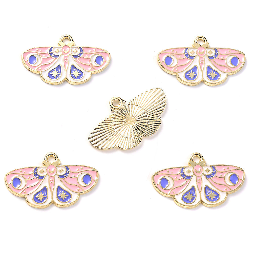Colorful Alloy Moth and Butterfly Pendant Charms