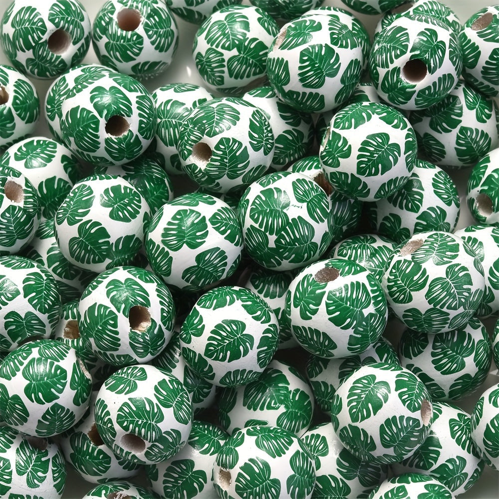 10PCS 16mm Green Round Wooden Bead Set